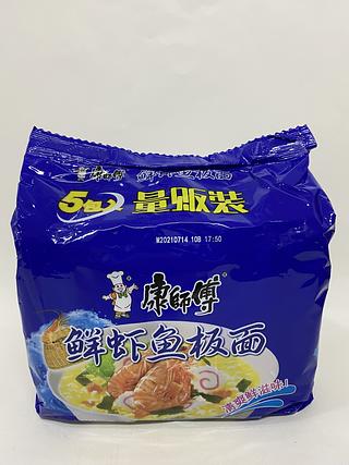 康师傅鲜虾鱼板面5连包98g*5